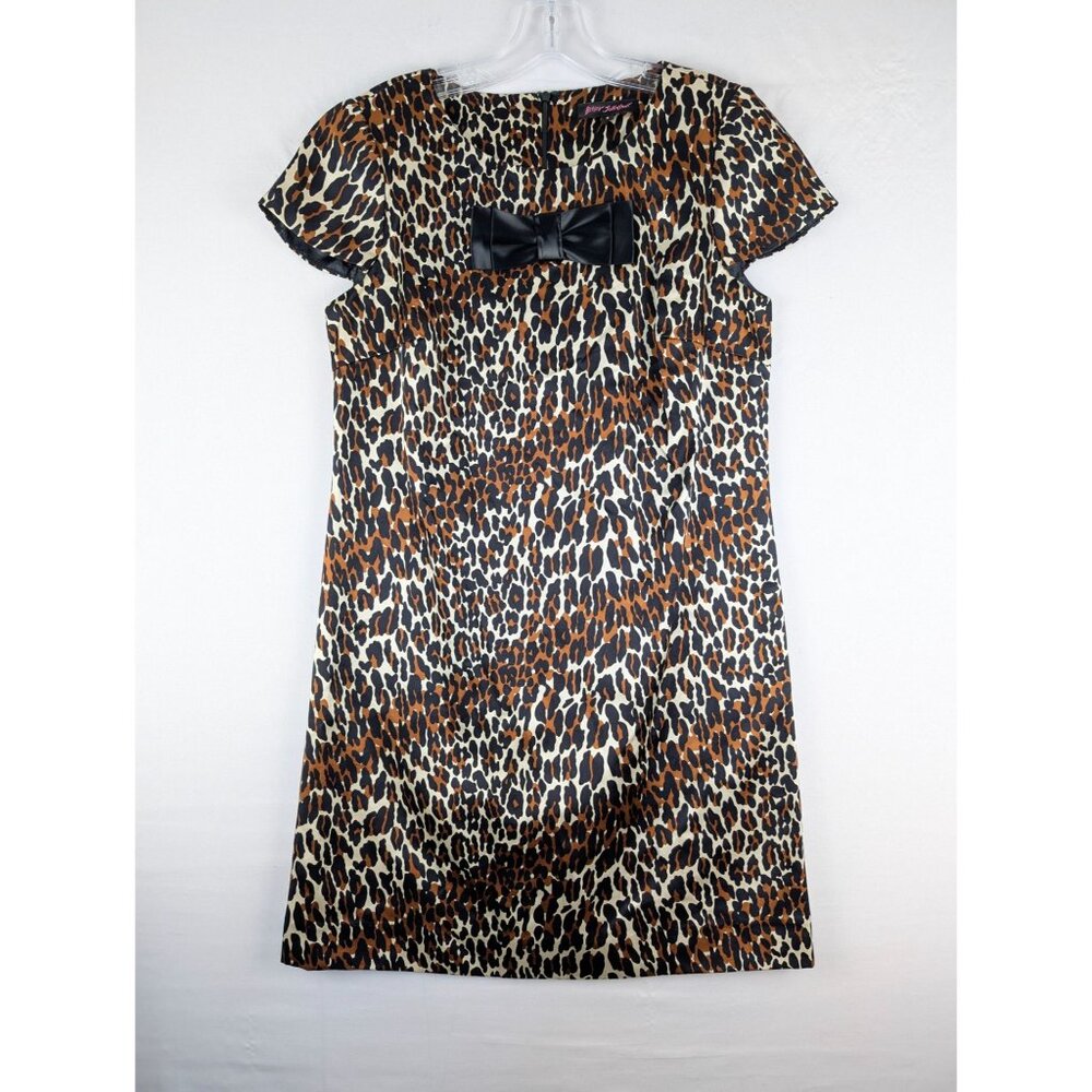 Vintage Betsey Johnson Dress Womens 8 Silk Leopard‎ Print Dress With Bow
